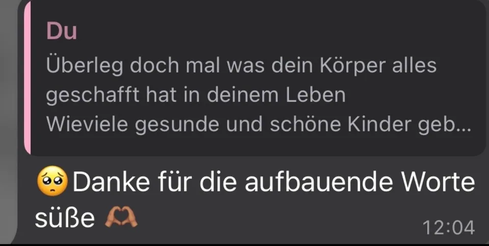 WhatsApp-Nachricht einer Kundin nach aufbauenden Worten
