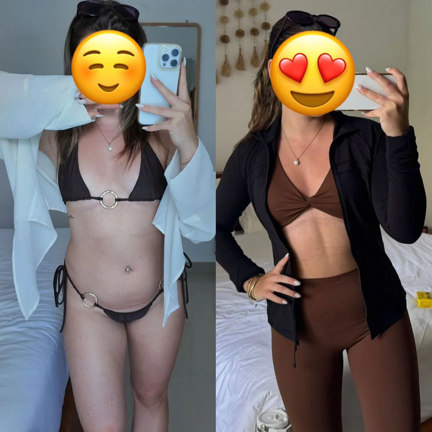 Vorher-Nachher-Vergleich einer Kundin, Body Recomposition über vier Monate